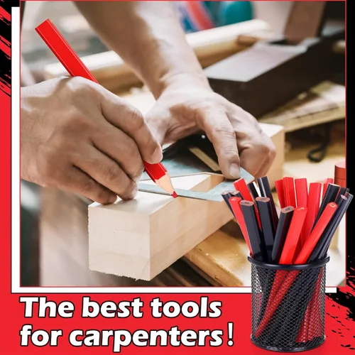 Vista 4 de Tenceur 120 lápices de carpintero a granel de 7 pulgadas, lápices de construcción de madera plana resistente octogonal duro para carpintería marcado