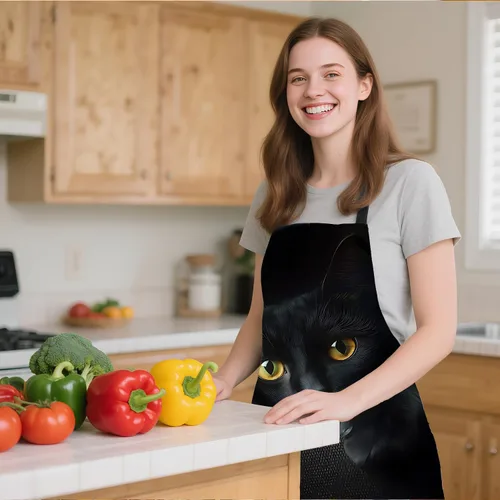 Vista 7 de ANNA QUEEN Delantal de Feliz Navidad para mujeres y hombres con bolsillos, delantal de muñeco de nieve, delantal de cocina ajustable para cocinero