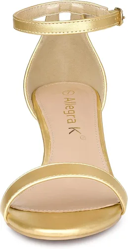 Vista 3 de Allegra K Sandalias de tacón de cuña transparentes con correa al tobillo para mujer