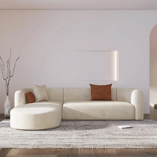 Vista 17 de Acanva Sofá de terciopelo suave y moderno con respaldo curvado, 3 plazas