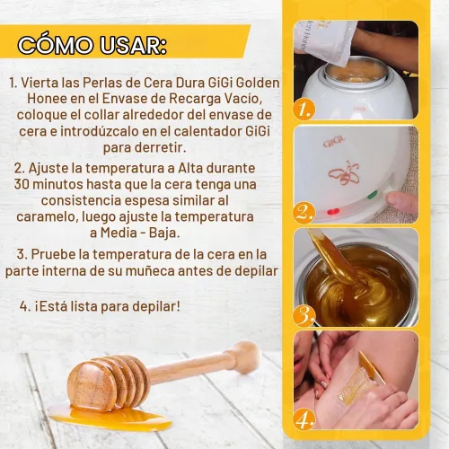 Vista 5 de GiGi Golden Honee - Cuentas de cera dura multiusos y lata de repuesto, 14 onzas