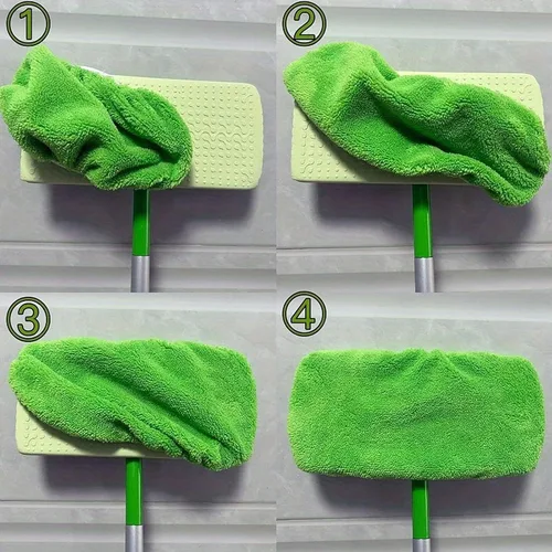 Vista 7 de Paquete de 12 almohadillas reutilizables de vellón de coral para trapear, paños lavables para trapear húmedo y paños para barrer en seco