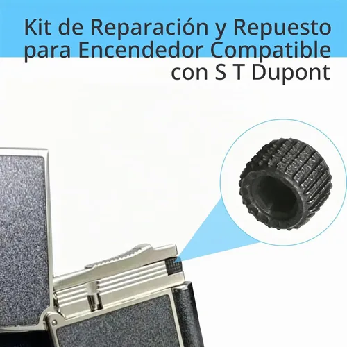 Vista 4 de Rueda de pedernal para encendedor, kit de reparación de repuesto compatible con S T Dupont-Negro