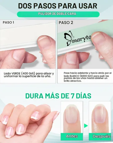 Vista 5 de Maryton 10 unidades de pulidor de uñas, brillo de salón para uñas naturales