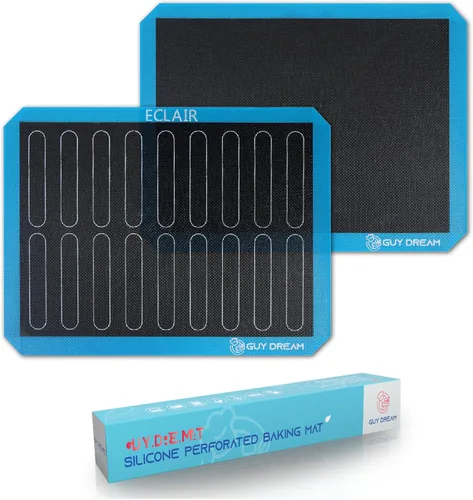 Vista 10 de GUY DREAM - Alfombrilla perforada de silicona para hornear de 3 piezas, 11-4/5 x 15-3/4 pulgadas, 1 alfombrilla Choux, 1 alfombrilla Eclair y 1
