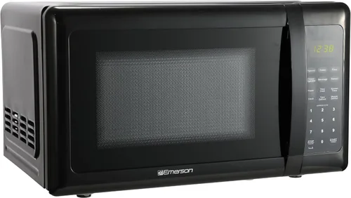 Vista 3 de Emerson MW7302B - Horno microondas compacto para encimera con control táctil, pantalla LED, 700 W, 10 niveles de potencia, 6 menús automáticos