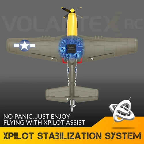 Vista 6 de Avión RC P51 Mustang sin escobillas de 4 canales - VOLANTEXR 19.685 in RC Aviones con estabilizador XPilot y acrobático 3D, aviones RC para adultos