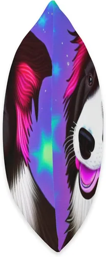 Vista 2 de Black and White Border Collie Pop Art Almohada de 16 x 16 pulgadas, multicolor