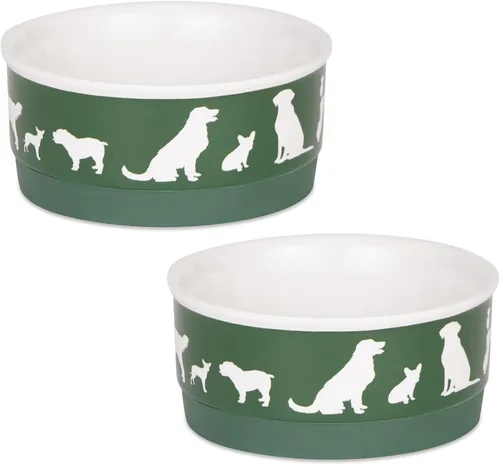 Vista 13 de Bone Dry Dog Show - Cuenco de cerámica para mascotas, pequeño, 4.25 x 2, gris y blanco, 2