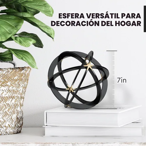Vista 3 de Esfera decorativa para decoración del hogar, negro y dorado, pintada a mano, bolas decorativas modernas para sala de estar, dormitorio, cocina