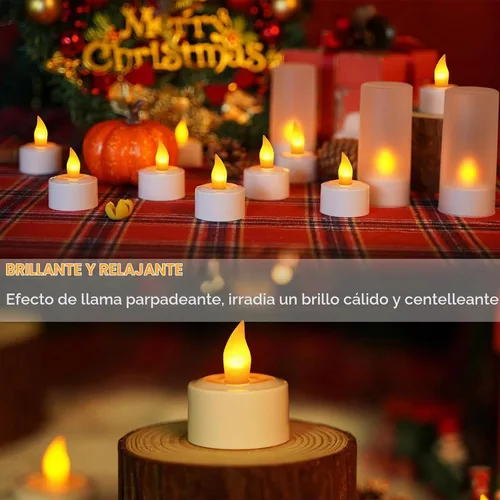 Vista 2 de 12 velas sin llama, velas LED recargables, velas eléctricas que funcionan con pilas con base de carga. Velas falsas perfectas para decoración