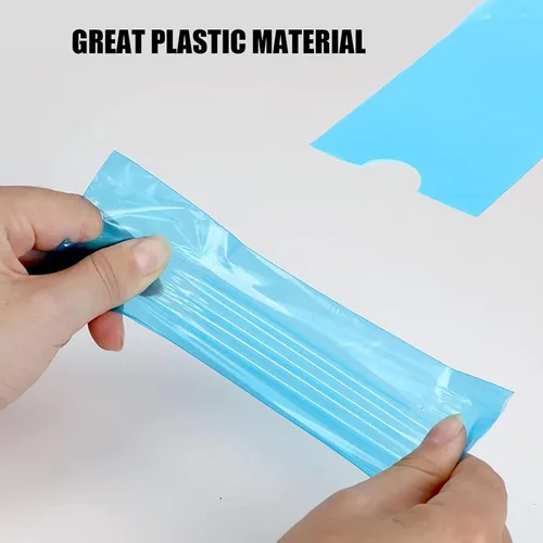Vista 8 de 200pcs cubiertas azules de la pluma del tatuaje, mangas plásticas desechables para bolígrafos estándar de la máquina
