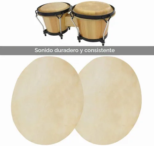 Vista 6 de Cabezal de tambor de cuero de búfalo de 8.5/12 pulgadas, 2 piezas, sonido duradero y consistente para accesorios de tambores bongo africanos