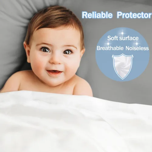 Vista 2 de Protector de colchón impermeable de tamaño individual - Funda ajustada para colchón, silenciosa, transpirable y lavable a máquina con bolsillos