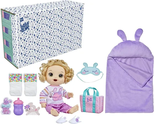 Vista 2 de Baby Alive Muñeca Bebé Pijamada de Conejito, Muñecas de 12 Pulgadas con Temática de Hora de Dormir, Saco de Dormir y Accesorios de Muñeca