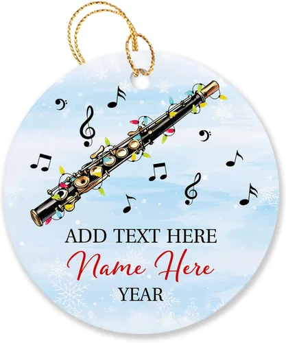 Vista 21 de Adorno de Navidad personalizado de acordeonista que toca acordeón, nombre personalizado y año, adorno de Navidad para acordeonista, instrumento