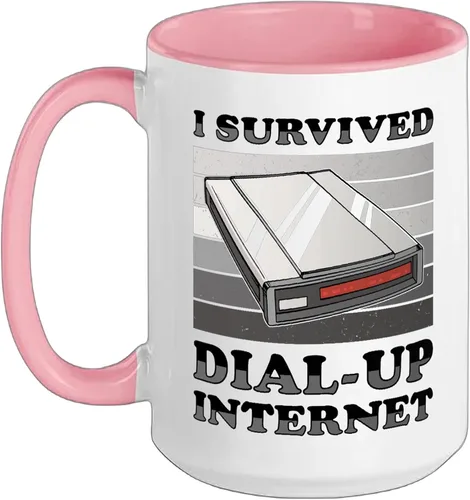 Vista 6 de 90s Nostalgia Retro 90s Dial Up Internet Vintage Ceramic Mug, Black/White, 11oz