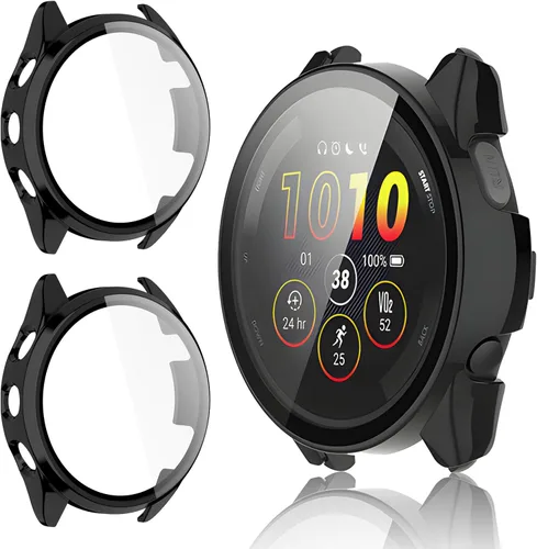 Vista 8 de Paquete de 4 fundas protectoras de pantalla de música Garmin Forerunner 165 y 165 [cobertura completa], parachoques duro de policarbonato completo 2