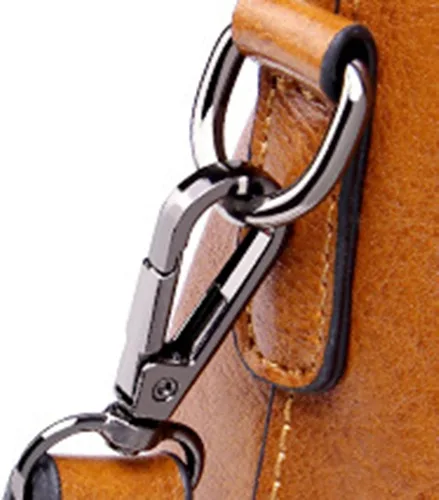 Vista 6 de Bolso de hombro con asa superior para mujer bolso de mano de tamaño grande bolso de hombro de cuero vintage con hebilla de metal café