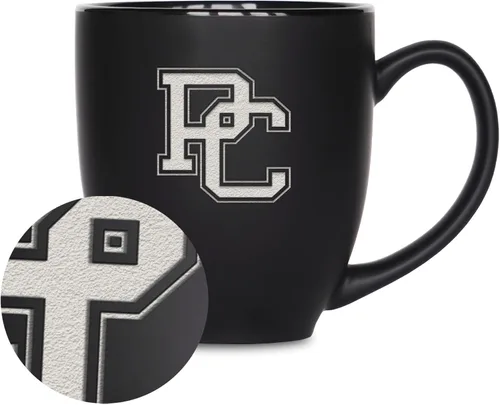 Vista 234 de Rico Industries - Taza de cerámica mate negra con grabado láser estándar de 15oz para NCAA (escuelas T & U) - Para bebidas calientes o frías