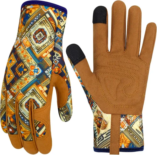 Vista 51 de Guantes de Jardinería de Cuero MERTURN para Mujeres, Guantes de Jardín a Prueba de Espinas, Guantes de Trabajo Compatibles con Pantalla Táctil