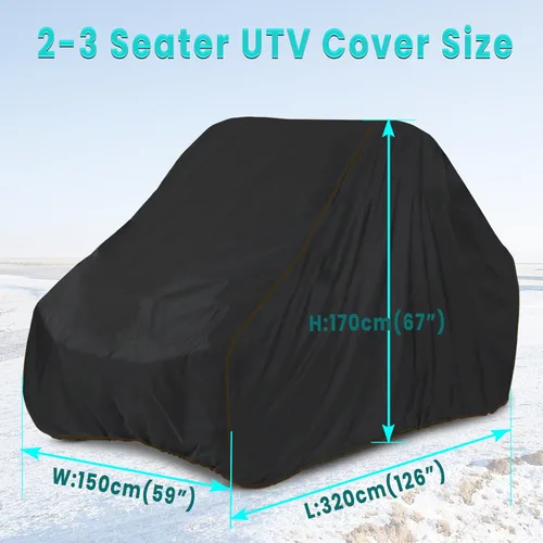 Vista 4 de QYMOTO Fundas universales UTV de 2 a 3 plazas, lado a lado, cubierta UTV resistente al viento, impermeable, protección al aire libre para Polaris