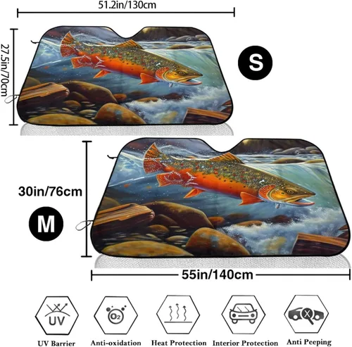 Vista 3 de Mlanxi Parasol plegable para parabrisas de coche de pesca con mosca, visera plegable para ventana delantera