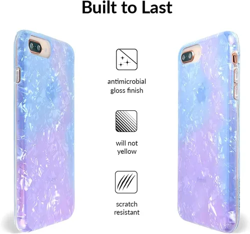 Vista 5 de VELVET CAVIAR Funda brillante iridiscente para iPhone 8 Plus/iPhone 7 Plus, funda protectora estética para mujer (cuarzo ópalo azul)