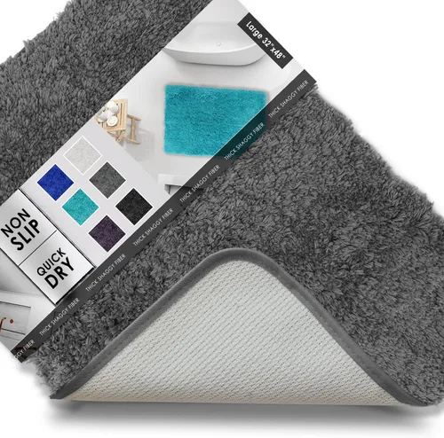 Vista 35 de Clara Clark Alfombras de baño, alfombras de baño ultra suaves y peludas - tapetes de baño para baño, lavable a máquina, base antideslizante de goma