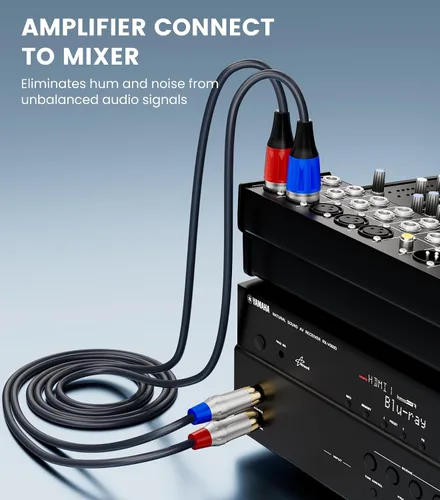 Vista 6 de Tisino Cable dual RCA a XLR, 2 RCA a 2 XLR macho HiFi Stereo Audio Conexión Cable de Camino - 3.3 pies 2 RCA to 2 XLR Male Stereo Audio Cable for
