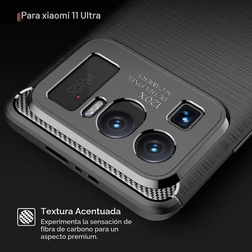 Vista 5 de Funda compatible con Xiaomi Mi 11 Ultra, cubierta de diseño de textura de fibra de carbono, funda de absorción de impactos diseñada para Xiaomi Mi