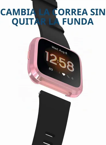 Vista 4 de Simpeak Funda protectora de pantalla compatible solo con Fitbit Versa Lite, 5 unidades, protección completa, cubierta de parachoques chapada en TPU