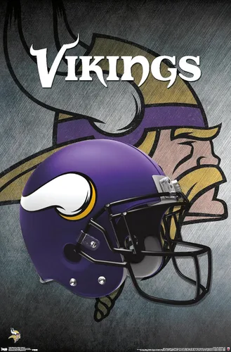 Vista 12 de Trends International NFL Minnesota VIkings - Póster de pared con casco 16, 14.725 x 22.375 pulgadas, versión enmarcada de madera de granero Versión