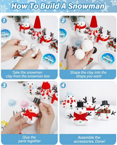 Vista 6 de Kit de manualidades de Navidad, paquete de 8 piezas de muñeco de nieve, adornos de Navidad, kit de construcción de muñeco de nieve, decoración