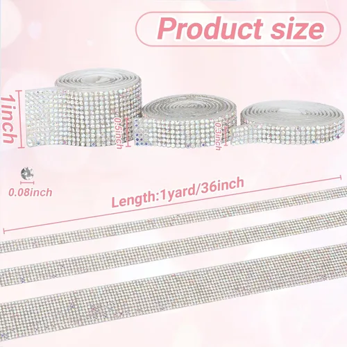 Vista 2 de Gartful Bedazzling - Tiras de diamantes de imitación de varios anchos, cinta autoadhesiva para manualidades, decoración de teléfono, jarrones AB