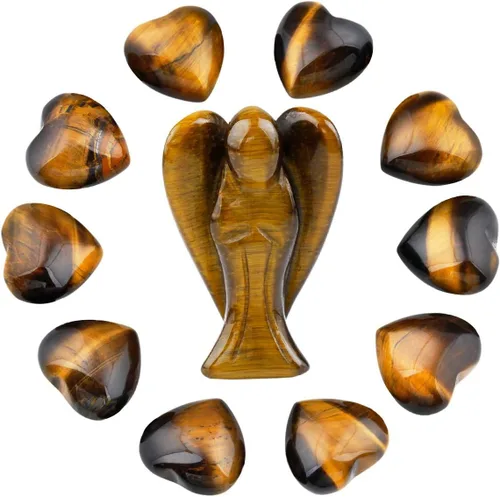 Vista 10 de Rockcloud Cristal curativo de 0.5 pulgadas, corazones de soplo y ángel de la guarda tallados, piedras de preocupación talladas para chakras, reiki