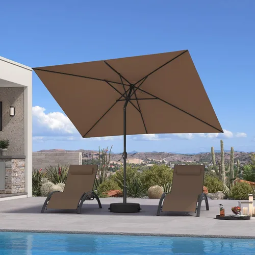 Vista 40 de PURPLE LEAF Sombrilla LED para patio y piscina, 5 x 8 pies, con base para Beige