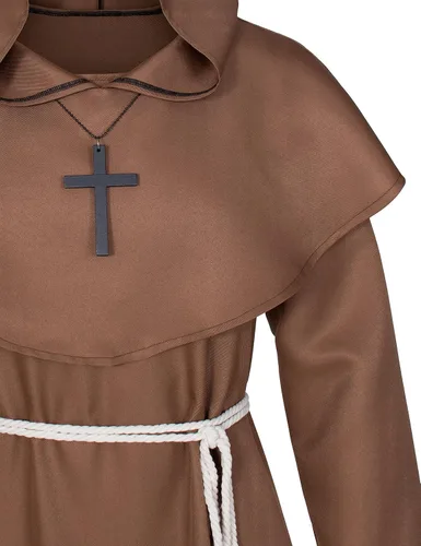 Vista 7 de Conjunto de collar y cinturón medieval renacentista, monje, fraile, sacerdote, capa con capucha y cinturón para cosplay