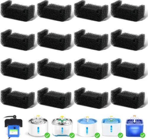 Vista 9 de Repuesto de filtro de fuente de agua para gatos, 4 filtros de fuente de gato de 5 pulgadas de diámetro con sistema de 3 filtraciones, filtros