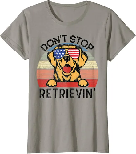 Vista 23 de Golden Retriever Dog Don't Stop Retrievin' Camiseta, Gris