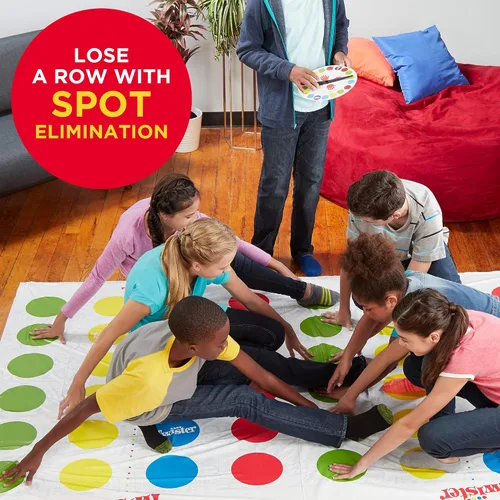 Vista 4 de Hasbro Gaming Twister Ultimate: Tapete más grande, más puntos de colores, juego familiar de fiesta para niños de 6+ años; compatible con Alexa
