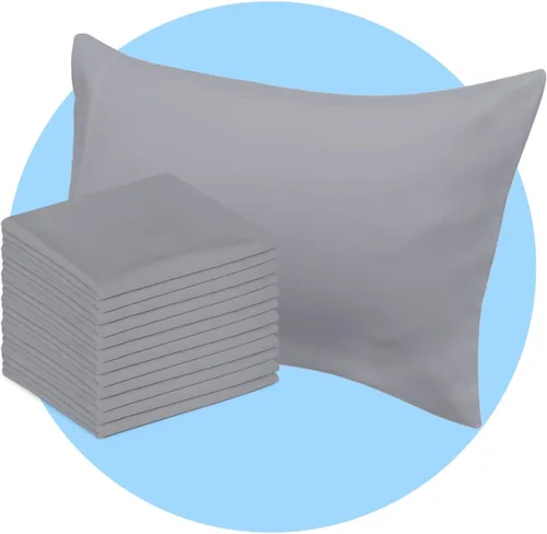 Vista 17 de Avalon Bedding Juego de 2 fundas de almohada de tamaño estándar color gris, mezcla de algodón de 200 hilos, suaves y transpirables, perfectas