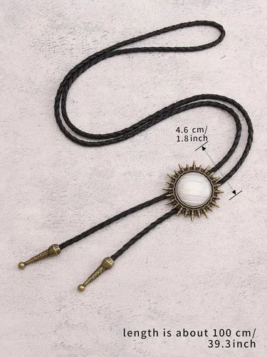 Vista 186 de Jeilwiy Corbata de bolo para hombre, corbata de vaquero occidental, collar de corbata de bolo dorado, corbata de cuero, corbata de Halloween