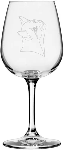 Vista 115 de Copa de vino de 12.75 onzas con temática de gato abisinio grabada para todo uso