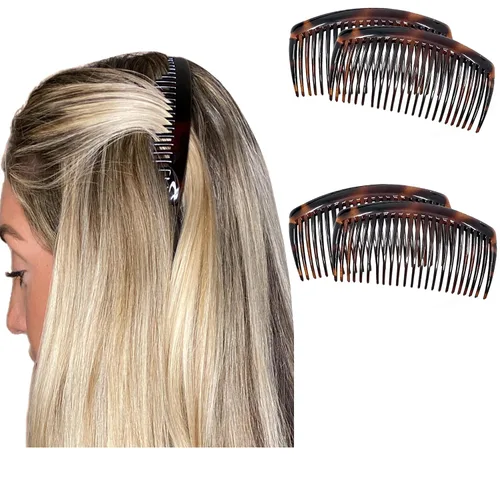 Vista 12 de Camila Paris CP3022 - Peines laterales franceses grandes, curvados, beige con torsión francesa para el cabello, decorativas, pinzas de sujeción