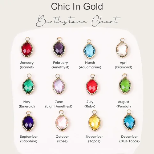 Vista 3 de Birthstones & Initials Necklace for Mom, Grandma, Women Up To 7 Birthstones, Multiple Kids, Grandkids Personalized Custom Family Jewelry for