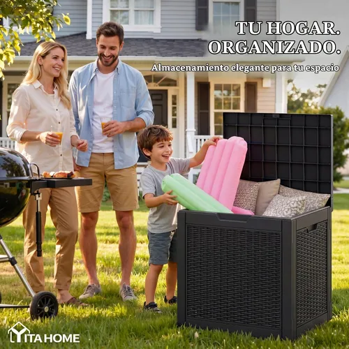 Vista 3 de [Usado] YITAHOME Caja de cubierta para exteriores de 35 galones, caja de almacenamiento impermeable con cerradura, contenedor de almacenamiento