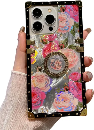 Vista 4 de Funda para LG Stylo 4 / Stylo 4 Plus 4+, a la moda, con purpurina dorada, funda de maletero de TPU suave con anillo para el dedo, soporte