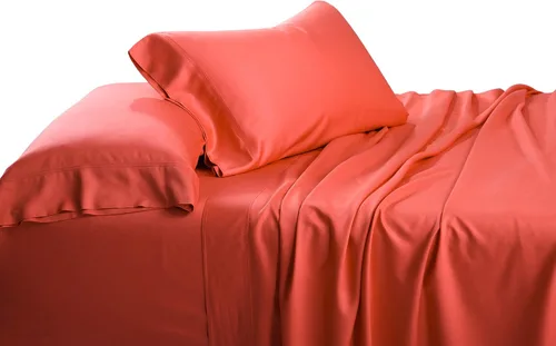 Vista 14 de Juego de sábanas sedosas y suaves de bambú-algodón híbrido, sábanas de cama 100 % de bambú-algodón. Azul