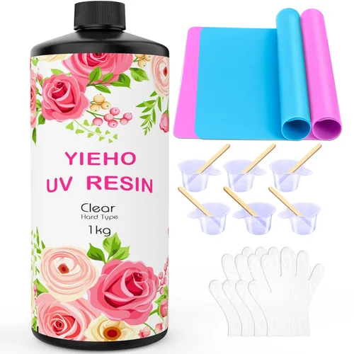 Vista 9 de YIEHO Resina UV – Resina epoxi de curado UV duro y transparente mejorada, suministros para principiantes para fabricación de joyas artesanales, 3.53